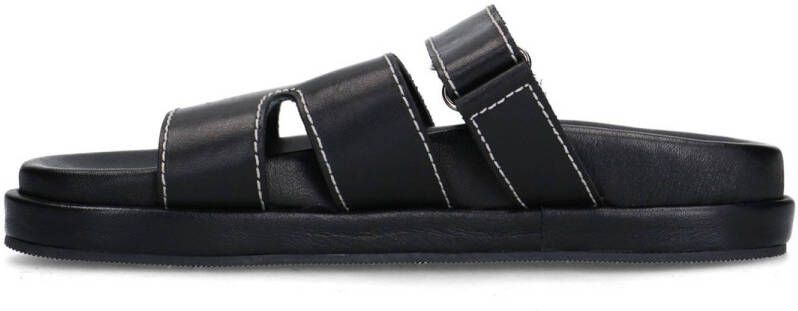 Sacha leren slippers zwart