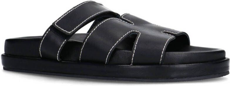 Sacha leren slippers zwart