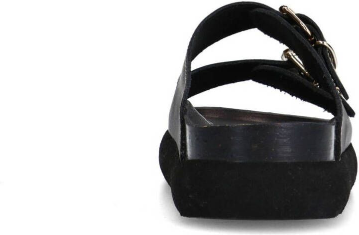 Sacha leren slippers zwart