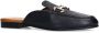 Sacha Dames Zwarte leren slip on loafers met goudkleurige chain - Thumbnail 3