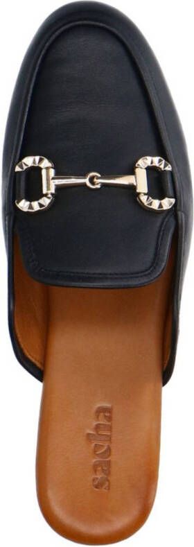 Sacha leren slippers zwart