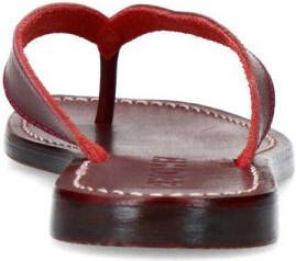Sacha leren teenslippers bordeaux
