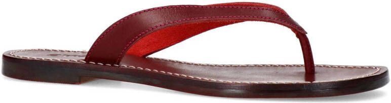 Sacha leren teenslippers bordeaux