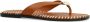 Sacha Dames Cognac leren slippers met goudkleurig detail - Thumbnail 6