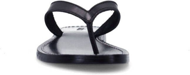 Sacha leren teenslippers zwart