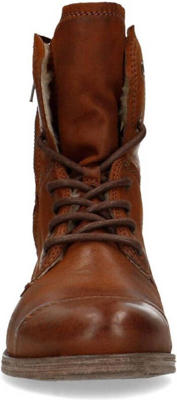 Sacha Dames Combat boots bruin met imitatiebont Schoenen