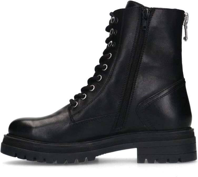 Sacha leren veterboots zwart