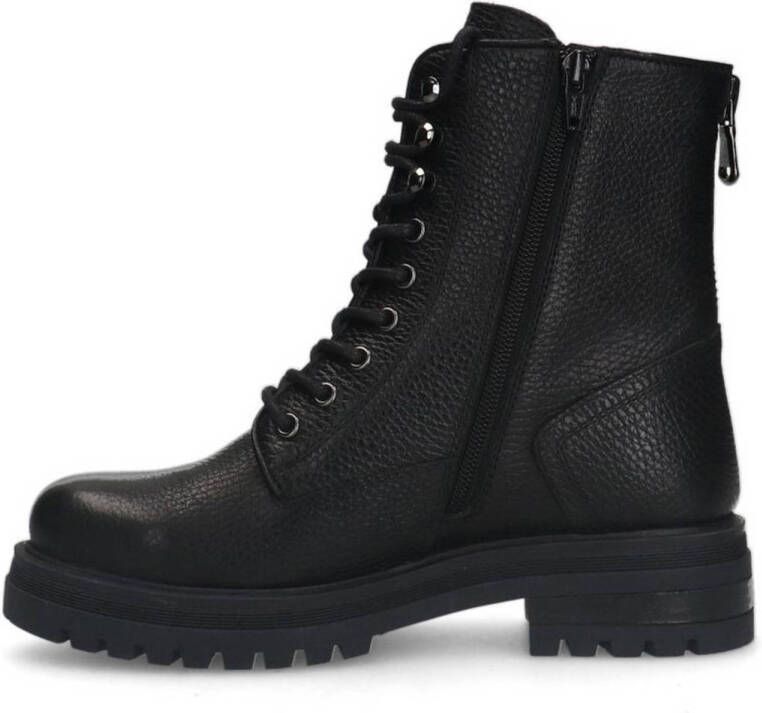 Sacha leren veterboots zwart