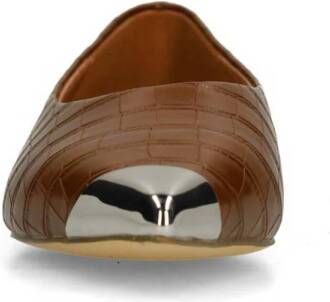 Sacha loafers met crocoprint bruin