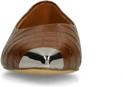 Sacha loafers met crocoprint bruin