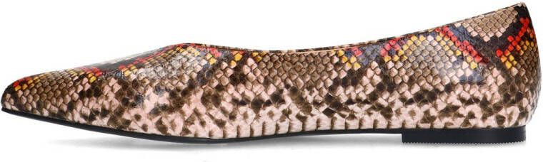 Sacha loafers met slangenprint zalm grijs