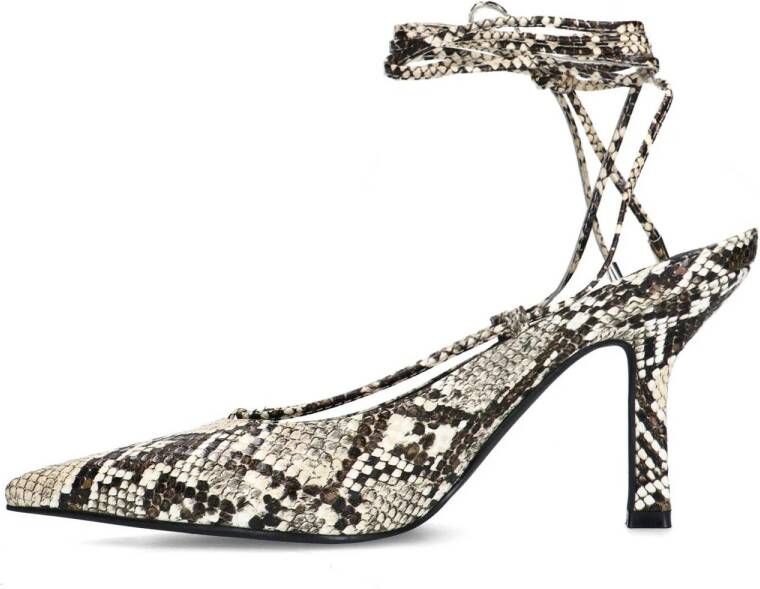 Sacha pumps met slangenprint beige