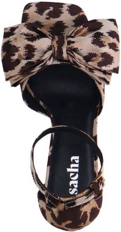 Sacha sandalettes met panterprint beige bruin