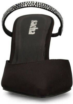 Sacha satijnen muiltjes met strass zwart