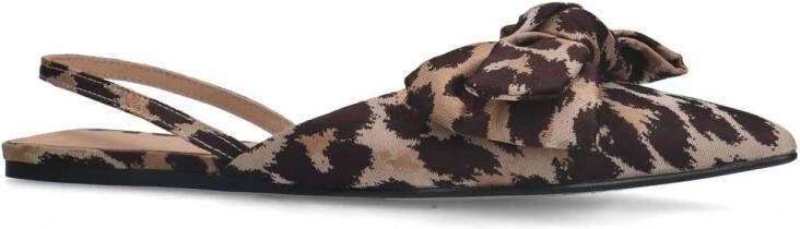 Sacha slingback loafers met panterprint beige bruin