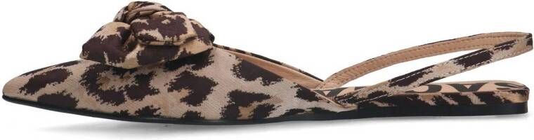 Sacha slingback loafers met panterprint beige bruin