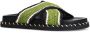 Sacha Dames Zwarte plateau slippers met groene bandjes - Thumbnail 3