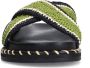 Sacha Dames Zwarte plateau slippers met groene bandjes - Thumbnail 4