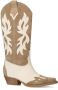 Sacha Dames Beige suède cowboylaarzen met sierstiksels - Thumbnail 3