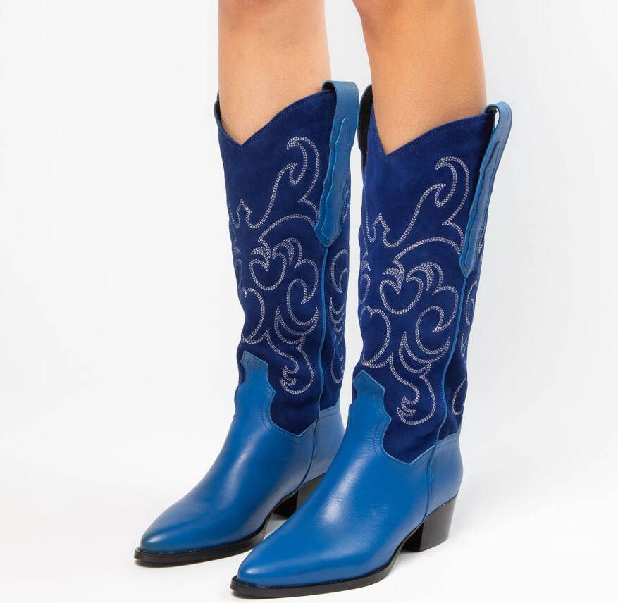 Sacha Dames Blauwe suède cowboylaarzen Schoenen.nl