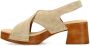 Sacha Dames Beige suède sandalen met houten hak - Thumbnail 4