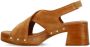 Sacha Dames Cognac suède sandalen met houten hak - Thumbnail 3