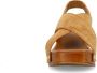 Sacha Dames Cognac suède sandalen met houten hak - Thumbnail 4