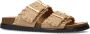 Sacha Dames Beige suède slippers met goudkleurige buckles - Thumbnail 4