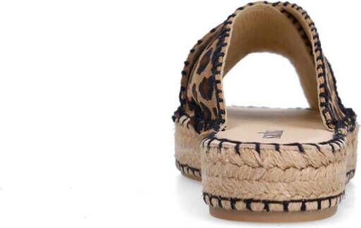 Sacha suède slippers met panterprint beige zwart