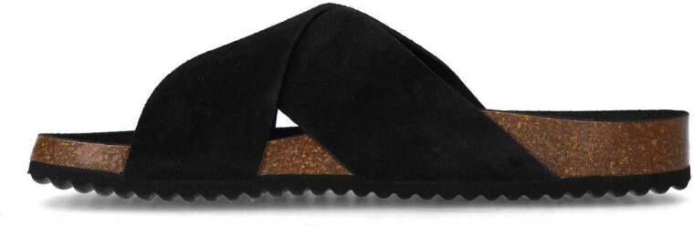 Sacha suède slippers zwart