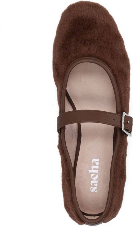 Sacha zacht harige ballerina's bruin
