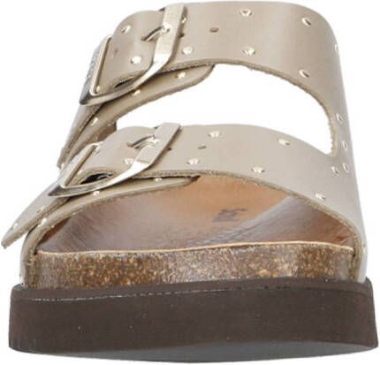 Scholl Beatriz leren slippers taupe