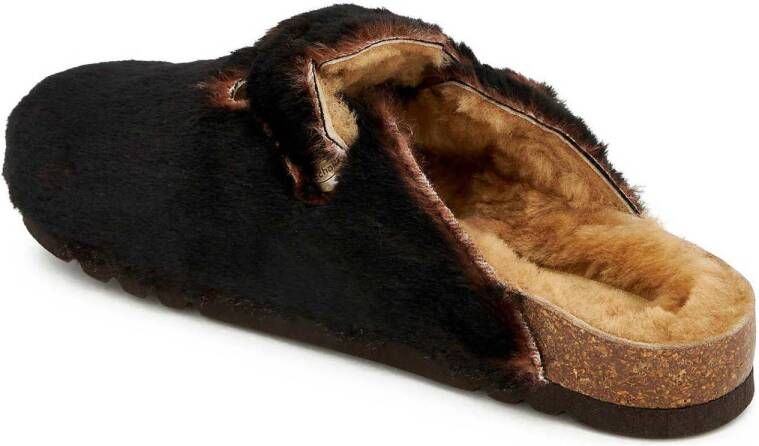 Scholl Fae New clogs van imitatiebont donkerbruin