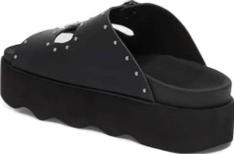 Scholl leren slippers met studs zwart
