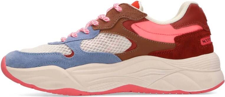 Scotch & Soda Celest chunky suède sneakers blauw roze