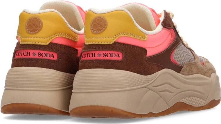 Scotch & Soda Celest chunky suède sneakers bruin roze