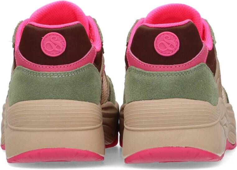 Scotch & Soda Celest chunky suède sneakers groen roze