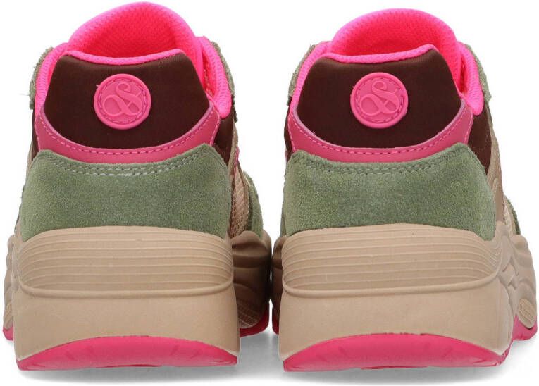 Scotch & Soda Celest chunky suède sneakers groen roze