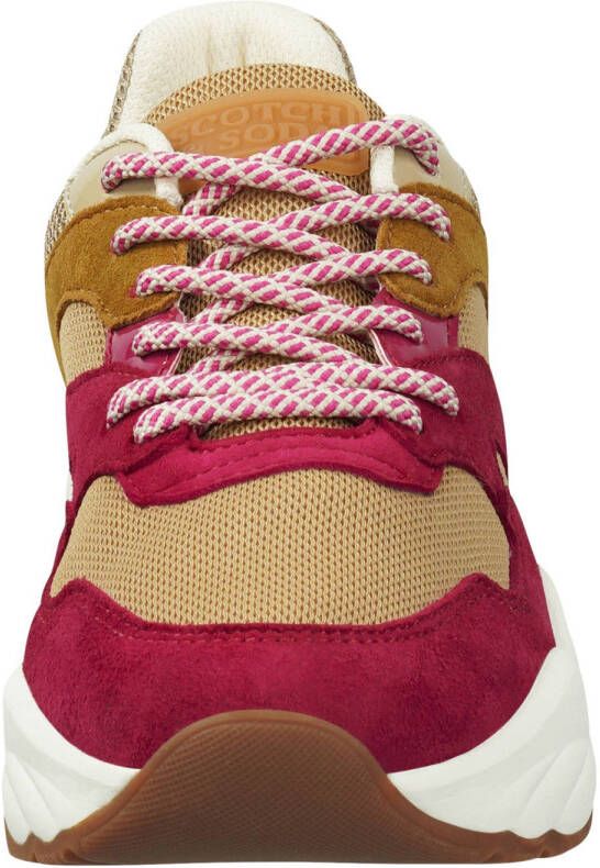 Scotch & Soda Celest leren chunky sneakers camel roze