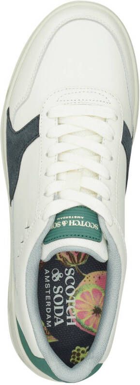 Scotch & Soda leren sneakers wit blauw groen
