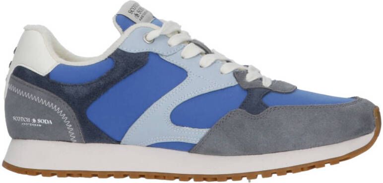 Scotch & Soda suède sneakers blauw grijs