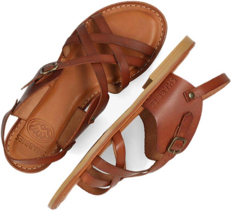 Shabbies Amsterdam Angle leren sandalen cognac