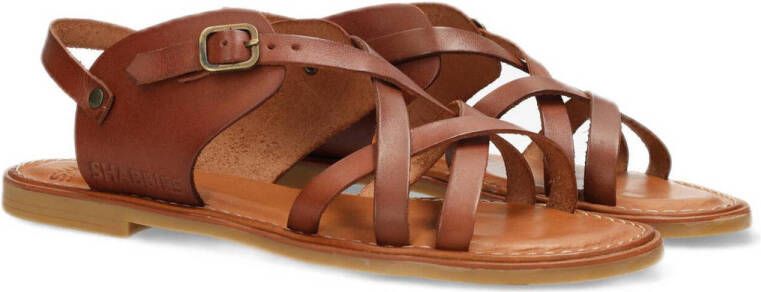 Shabbies Amsterdam Angle leren sandalen cognac