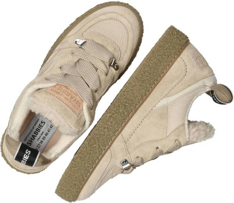 Shabbies Amsterdam Chewy Unna gevoerde suède sneakers beige