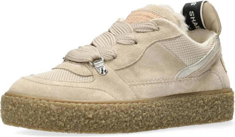 Shabbies Amsterdam Chewy Unna gevoerde suède sneakers beige