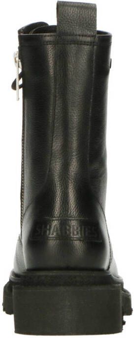 Shabbies Amsterdam Mirle leren veterboots zwart