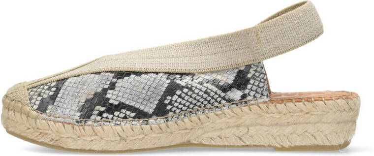 Shabbies Amsterdam Palma Ki Sling leren espadrilles met slangenprint beige zwart