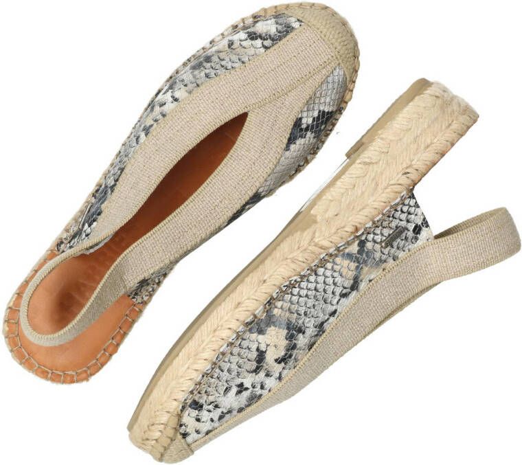 Shabbies Amsterdam Palma Ki Sling leren espadrilles met slangenprint beige zwart