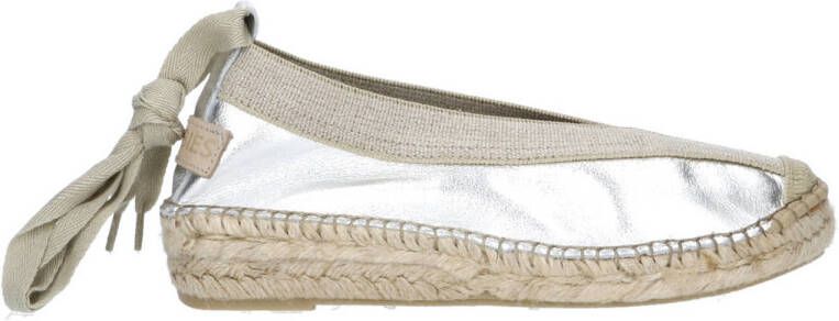 Shabbies Amsterdam Palma Kimono leren espadrilles zilver