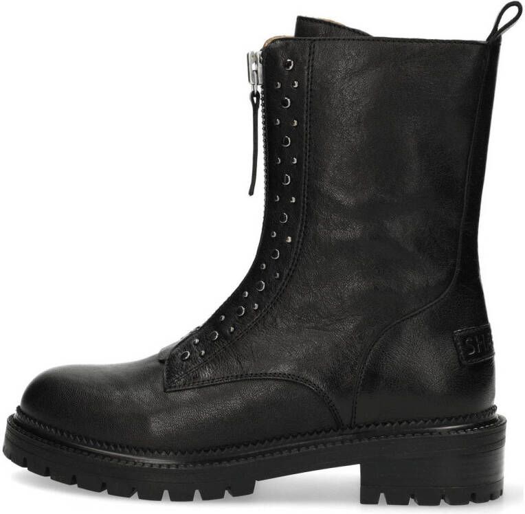 Shabbies Amsterdam x Wendy van Dijk Tirza leren enkelboots zwart
